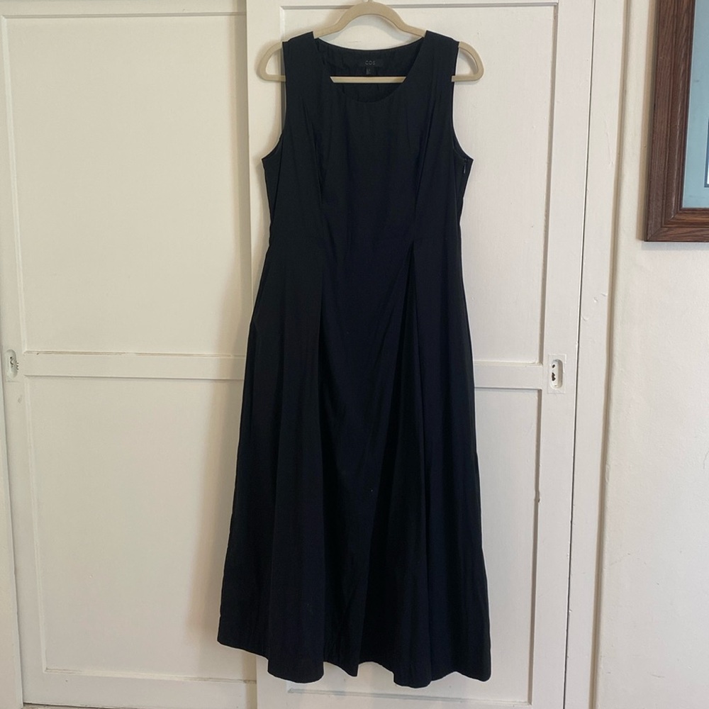 COS Black Flared Cotton Poplin Dress